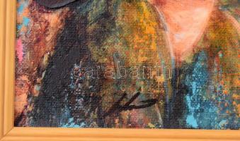 Rina Sutzkever (1945-): Három női porté (cím nélkül). Olaj, vászon, fa keretben, 19x24 cm