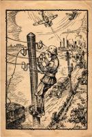 Jelentkezz híradó leventének! Leventék levelezőlapja D. 3. / Hungarian Youth Paramilitary Organization's call to join the telegraph units s: Szilágyi (EB)