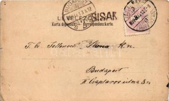 1899 (Vorläufer) Sziszek, Sisak; Kolodvor. S. Jünker / Bahnhof / pályaudvar, vasútállomás, gőzmozdon...