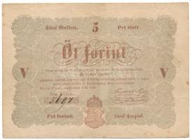 1848. 5Ft "Kossuth bankó" barna nyomat, "5697" T:F Adamo G109A