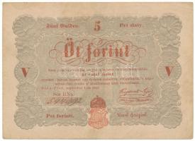 1848. 5Ft "Kossuth bankó" vörösesbarna nyomat , "544992" T:F, szép papír Adamo G109