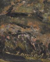 Zombori jelzéssel: Táj. Olaj, farost. Sarkaiban kissé sérült. 50x70 cm