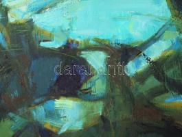 Ebergényi Amadil (XX. sz. közepe/második fele): Kövek a tengerben. Olaj, vászon. Jelzett a hátoldalá...