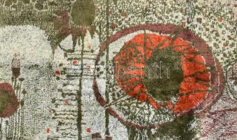 Magyar futurista iparművész mokett, kopásokkal, 170x73 cm