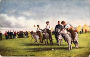 A game of polo on donkeys. Volunteer life in camp - Raphael Tuck &amp; Sons Oilette Postcard 9107. (EK)