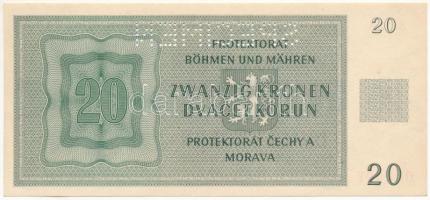 Német Harmadik Birodalom / Cseh-Morva Protektorátus 1944. 20K "12 A 004497", "SPECIME...