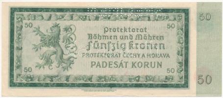 Német Harmadik Birodalom / Cseh-Morva Protektorátus 1940. 50K "A 07 027005", "SPECIME...