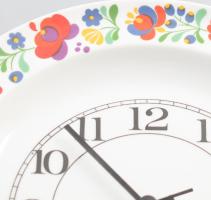 Hollóházi kalocsai mintás falióra, jelzése nem látszik, d: 26 cm