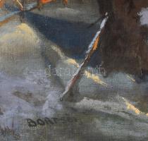 Börtsök jelzéssel: Havas táj. Olaj, vászon. Kissé sérült 36,5x44,5 cm. Dekoratív fakeretben