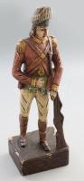 Osztrák katona. Festett, faragott szobor, sérüléssel, m: 44 cm