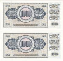 Jugoszlávia 1981. 1000D (2x) sorszámkövető pár "CU 4513938 - CU 4513939" T:AU
Yugoslavia ...