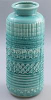 Nagyobb modernista türkizzöld váza, m: 32,5 cm