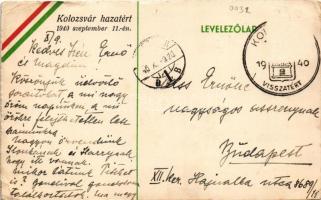 1940 Kolozsvár, Cluj; Ferenc József út, híd, autóbuszok. "Kolozsvár hazatért 1940. szeptember 1...