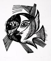 Keresztes Dóra (1953-): Napforduló. Linómetszet papír, jelzett, számozott (3/25). 21x19 cm