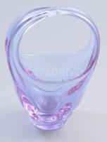 cca 1970, Cseh neodymium üveg kosár kínáló, jelzés nélkül, m: 21,5 cm