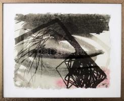 Szirtes János (1954): Fekvő fa VII., (1997). Tempera, tus, papír, jelezve jobbra lent, hátoldalán Szirtes János autográf aláírásával és Várfok Galéria bélyegzőjéivel, 31x40, üvegezett fakeretben.