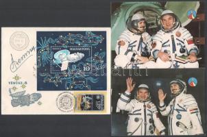 Lev Gyomin (1926-1998) szovjet űrhajós aláírása FDC borítékon + 9 db űrhajós témájú képeslap