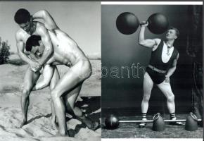 cca 1900 és cca 1935 "Erő és izom", 2 db modern nagyítás, jelzés nélkül, 21x15 cm