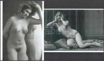 cca 1929 Demeter Károly (1892-1983) budapesti fényképész és fotóművész aktfotó gyűjteményéből 2 db modern nagyítás, jelzés nélkül, 21x15 cm és 15x21 cm