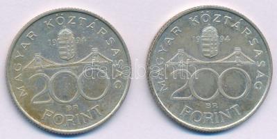 1994. 200Ft Ag "Deák" (2x) T:AU,XF patina Adamo F13.1