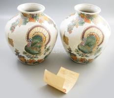 Wal Art Holland pulykamintás váza pár, certifikáttal, jelzett, m: 26,5 cm