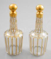 Baccarat francia italos üveg pár, cca 20. sz. első fele, kis pattogzással, jelzés nélkül, m: 22,5 cm