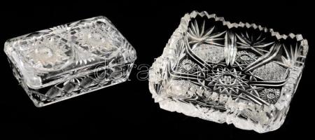 Ólomkristály kínáló 15x15 cm és doboz h: 12 cm