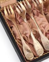 Christofle 6 személyes süteményes villa garnitúra, díszdobozban, h: 14,5 cm