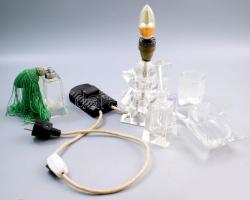 5 részes art deco fazettált kristály asztali és pipere szett, m: 20 cm