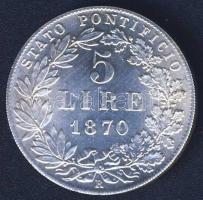 Olasz államok/Pápai állam 1870. 5L Ag IX.Pius fém hamisítványa (metal fake)