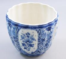 Delft kaspó, jelzett, d: 18 cm, m: 15 cm.