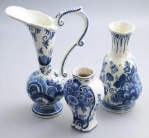 Delft 3 darab váza, jelzett, m: 15-27 cm, egyik repedéssel.