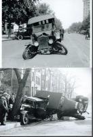 cca 1915 Automobilok baleseti helyszíneken, 2 db modern nagyítás, jelzés nélkül, 15x21 cm