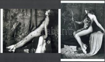 cca 1910 "Műtermi akt tanulmányok", szolidan erotikus felvételek, 2 db modern nagyítás, jelzés nélkül, 21x15 cm és 15x21 cm