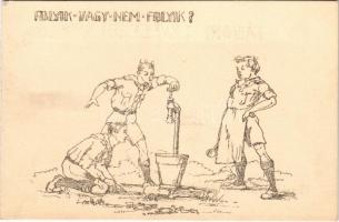 1924 Folyik vagy nem folyik? 13. számú Ezermester cserkészcsapat, Balatonaliga (Balatonvilágos) cserkésztábor, tábori levelezőlap / Hungarian boy scout art postcard (EK)