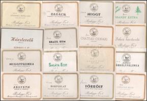 Borhegyi F. Rt. italcímkék, 21 db, vegyes állapotban