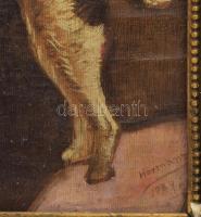 Hermann jelzéssel: Kutyaportré, 1934. Olaj, vászon. Sérült. Dekoratív, sérült fakeretben. 44,5x33 cm