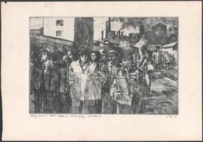 Váci András (1928-1989): Megjelent a KMP lapja a Vörös Ujság, 1918. dec. 7. Rézkarc, papír, jelzett, kis lapszéli sérüléssel, egyik szélén vágott, 19,5x29,5 cm