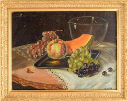 Berény jelzéssel: Csendélet. Olaj, karton. Kissé sérült. 31x39,5 cm. Dekoratív fakeretben.