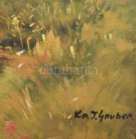 Gruber jelzéssel: Lány a vízparton. Olaj, vászon. Apró sérüléssel. Hátoldalán kassai múzeum vagy gal...