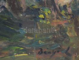 Bényi László (1909-2004): Virágzó fák. Olaj, farost, jelezve jobbra lent, hátoldalán Bényi László au...