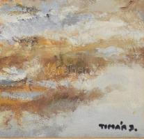 Timár József (1940-): Tanya télen. Olaj, farost, jelezve jobbra lent.Fakeretben, 35x65 cm