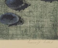 Breznay József (1916-2012): Gyümölcskosár, színezett rézkarc, papír, jelzett, 29×38,5 cm. Üvegezett ...