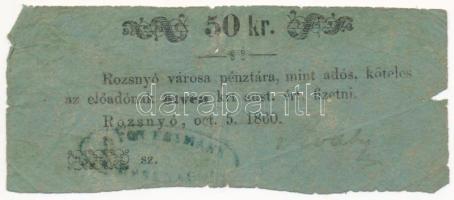 Rozsnyó 1860. 50kr "Rozsnyó városa pénztára, mint adós" T:VG-G Adamo ROZ-3.3.2
