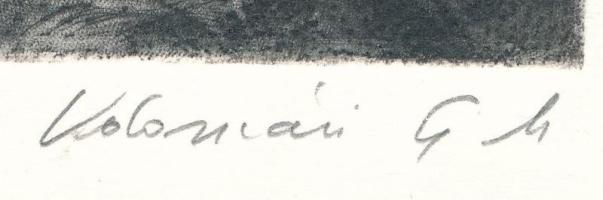 Kolozsvári Grandpierre Miklós (1950-): Szent család. Rézkarc, papír, jelzett. 8,5×11,5 cm