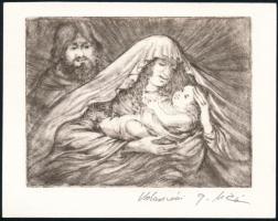 Kolozsvári Grandpierre Miklós (1950-): Szent család. Rézkarc, papír, jelzett. 8,5×11,5 cm.