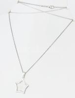 Ezüst(Ag) ankerszemes nyaklánc köves csillag medállal, jelzett, h: 42-45 cm, 2,8×2 cm, bruttó: 7 g
