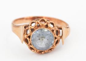 Arany (Au) gyűrű, m:54, jelzett, 14k, akvamarin berakással, bruttó: 3g