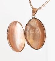 Arany (Au) nyaklánc, arany (Au) fényképtartó medállal, jelzés nélkül, 14k, 12,3g
