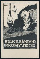 Földes Imre (1881-1948): Bruck Sándor könyve, linómetszet, papír, jelzett a metszeten, 7,5×5,5 cm
